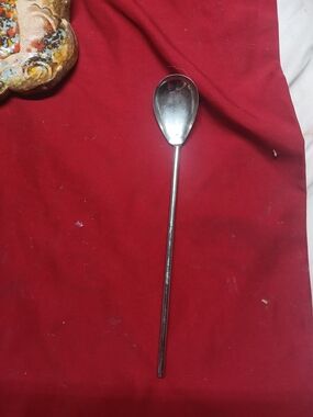 Vintage Chrome Cocktail Stirrer ~ stamped U.S.A. Watson Sipping Straw Spoon
